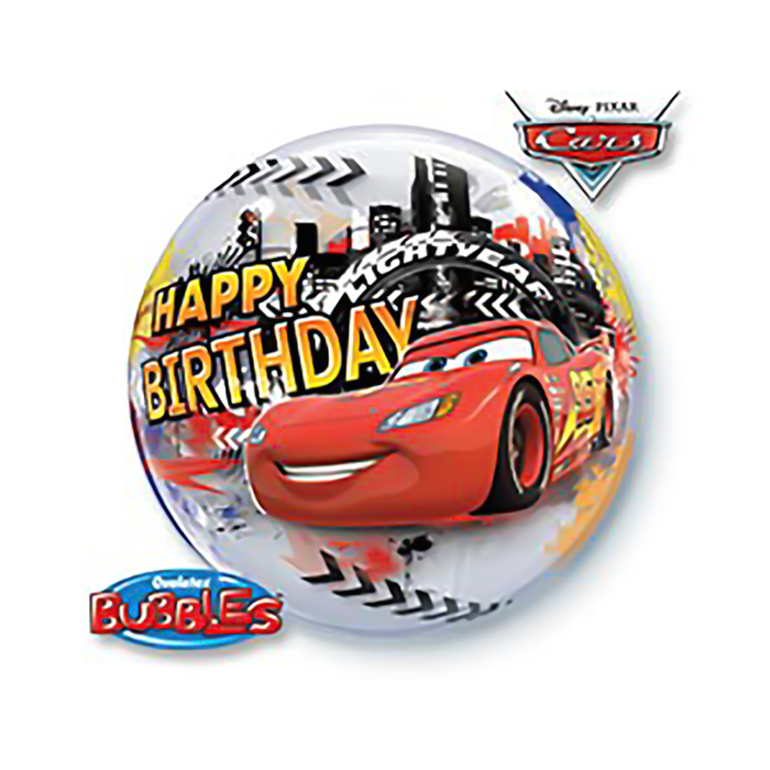 Шар полимерный 22" "BUBBLE Disney С днем рождения Тачки", прозрачный Q