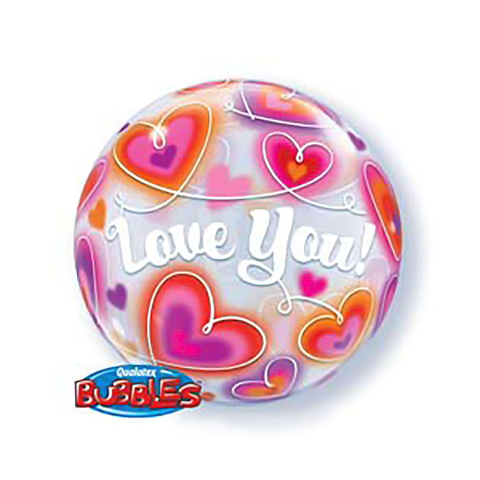 Шар полимерный 22" "BUBBLE Я тебя люблю", сердца, прозрачный Q