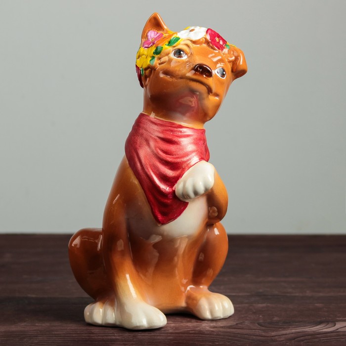 Копилка "Собака с букетом" 30 см, микс