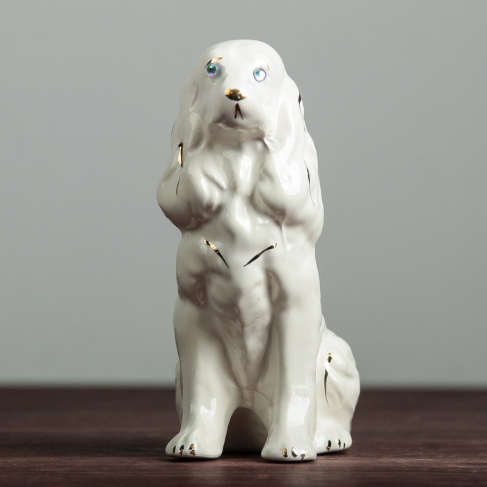Сувенир "Собака Спаниель", мини, глянец, белый, 6 × 9 × 12 см