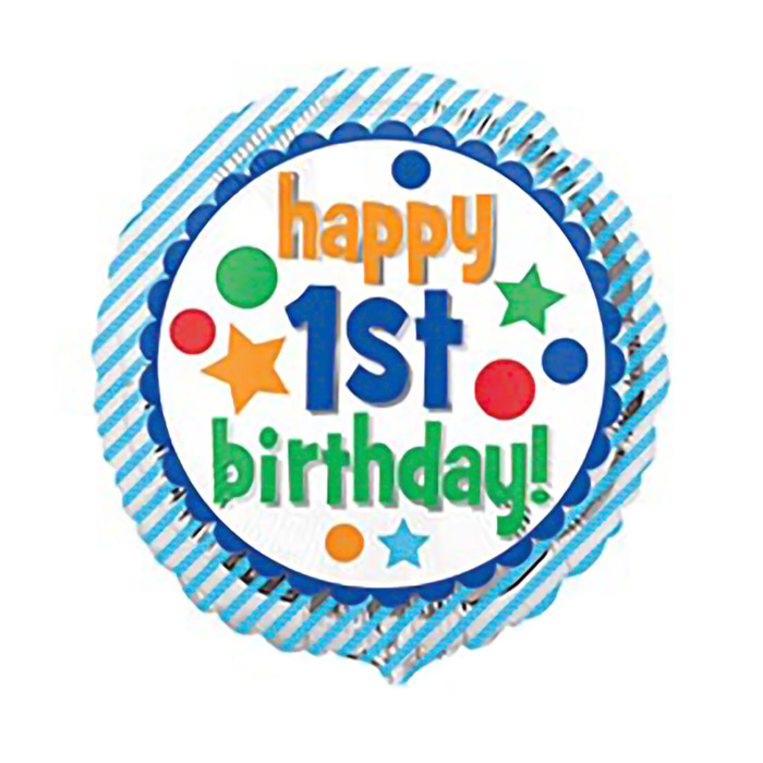 Шар фольгированный 18" "С Днем рождения" полосы мальчик A