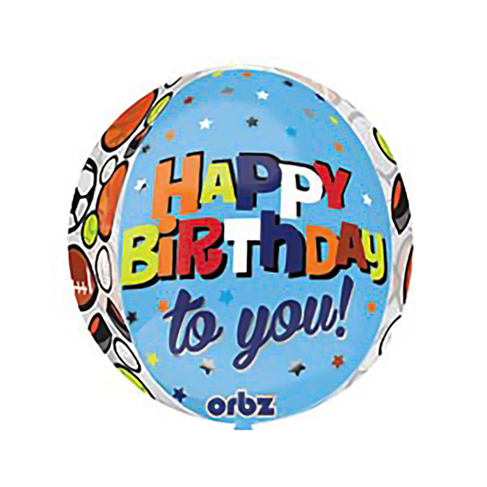 Шар фольгированный 3D СФЕРА 16" "С днем рождения" спорт АГ