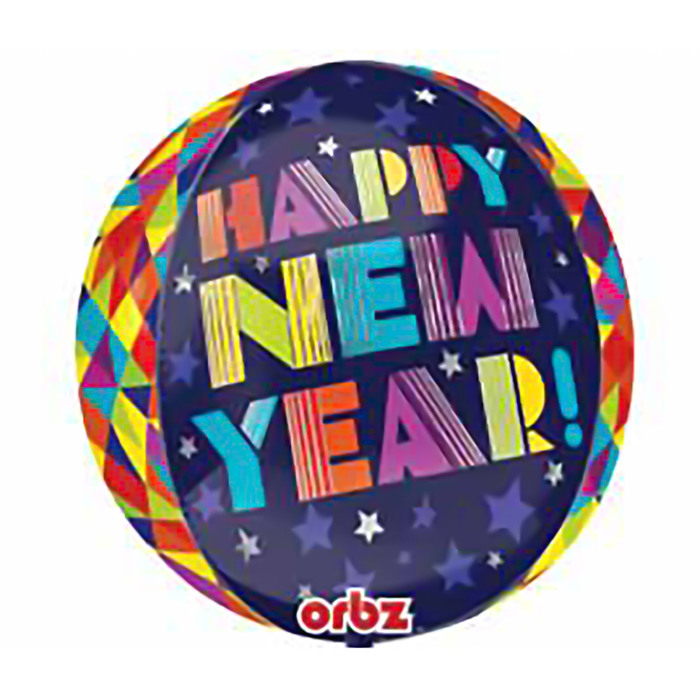 Шар фольгированный 3D СФЕРА 16" "С новым годом" калейдоскоп АГ