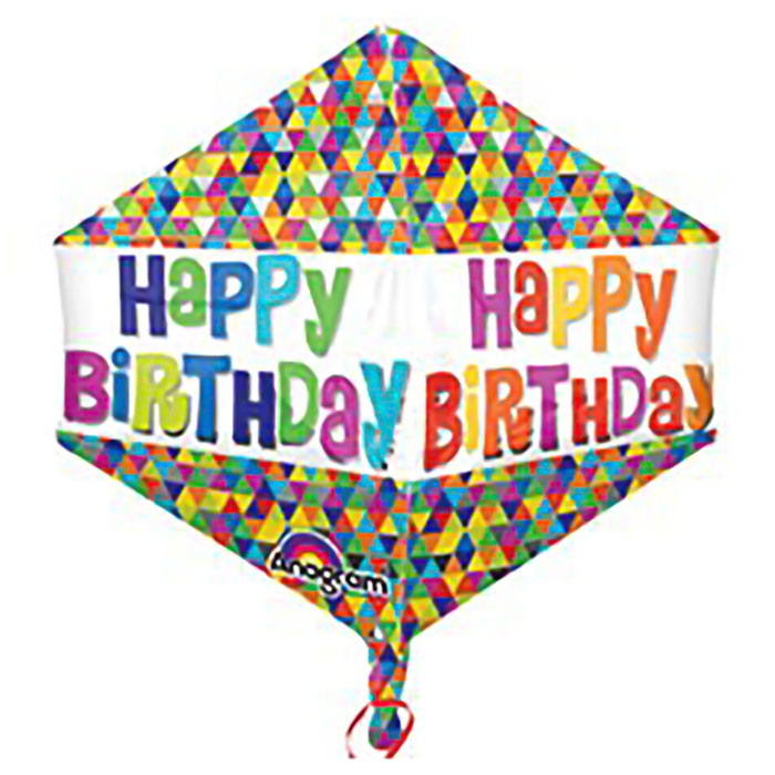 Шар фольгированный 3D ЦИРКОН 17" "С днем рождения" калейдоскоп АГ