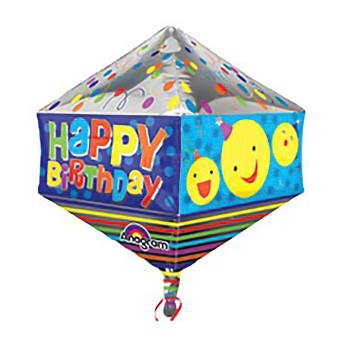 Шар фольгированный 3D ЦИРКОН 17" "С днем рождения" смайлики АГ
