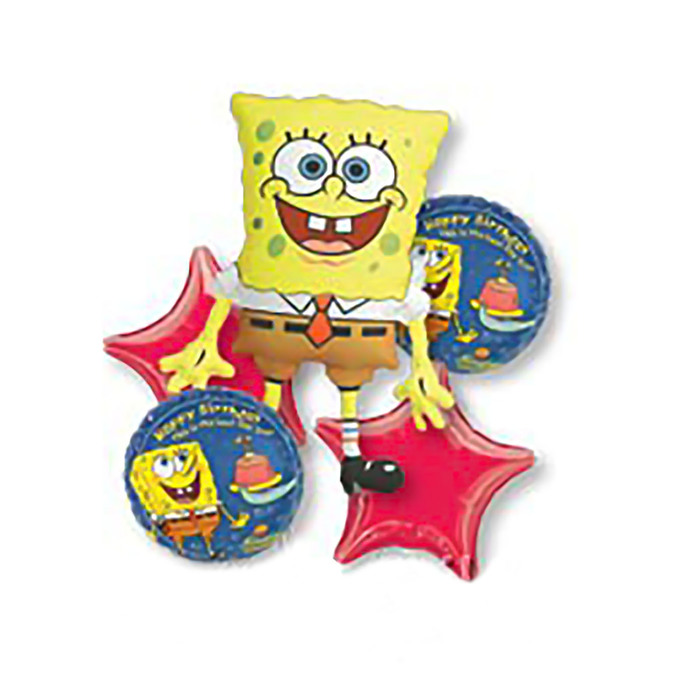 Букет шаров "С днем рождения" Губка Боб, АГ