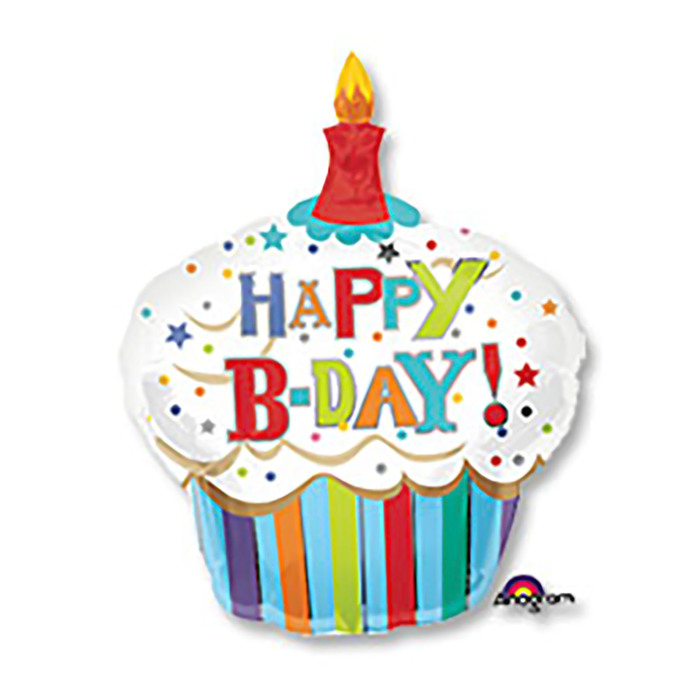 Шар фольгированный 25" "С днем рождения" маффин АГ