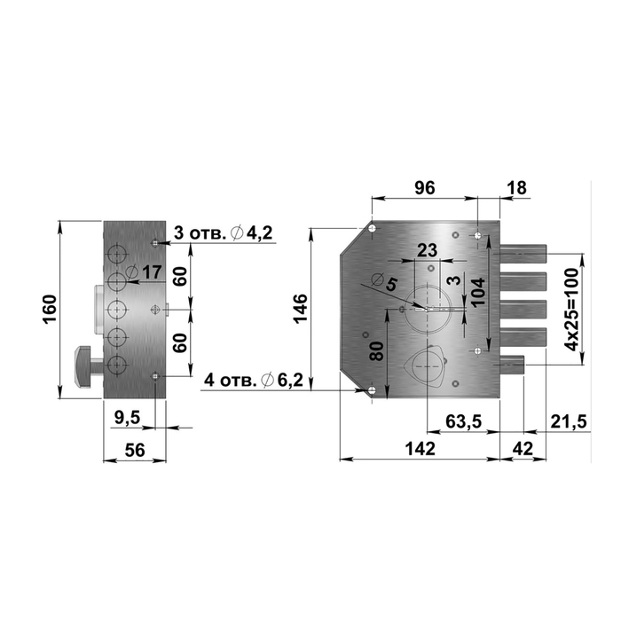 Замок накладной "Герион", Эталон НЗ, ЗД, 5 ключей