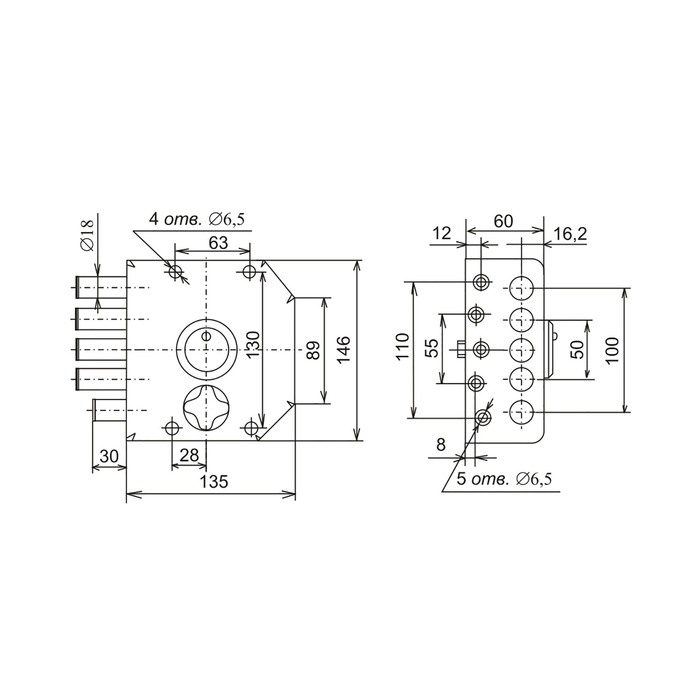 Замок накладной "Сенат", ЗНСЗ-4 (ЗНСЗ 3-5), 095, без ответной планки, 5 ключей