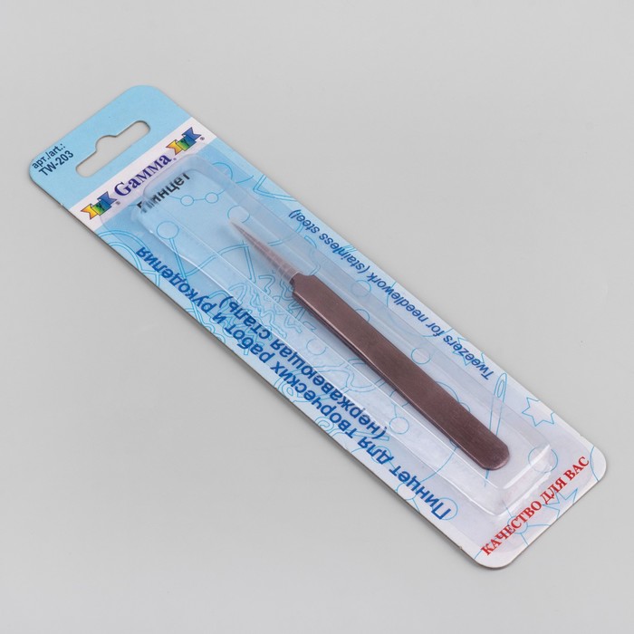 Пинцет для творческих работ и рукоделия, тонкий, прямой, 11см