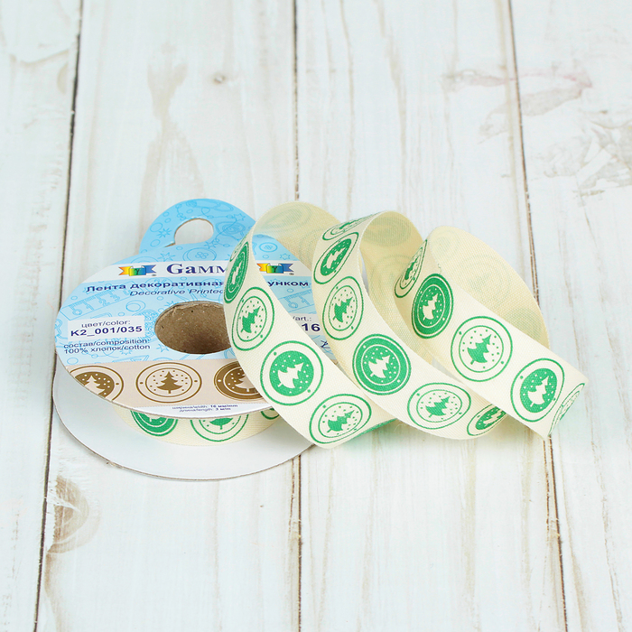 Лента декоративная "Ёлки", 16мм, 3м