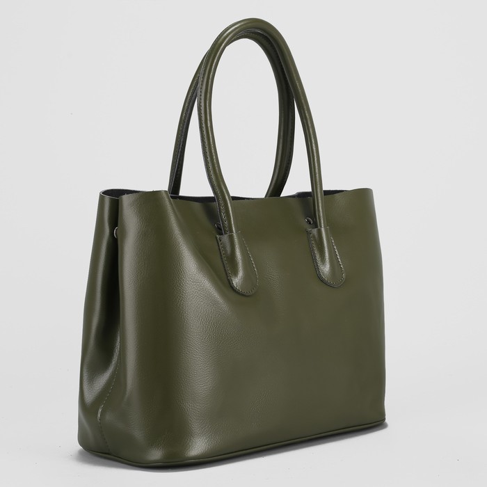 Сумка женская, отдел с перегородкой на молнии, с расширением, 2 наружных кармана, цвет зелёный