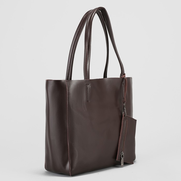 Сумка женская, отдел с перегородкой на молнии, с расширением, с кошельком, 2 наружных кармана, цвет кофе