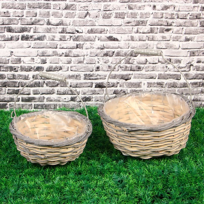 Набор кашпо «Цветы», 2 шт: 24х12 см, 20х10 см