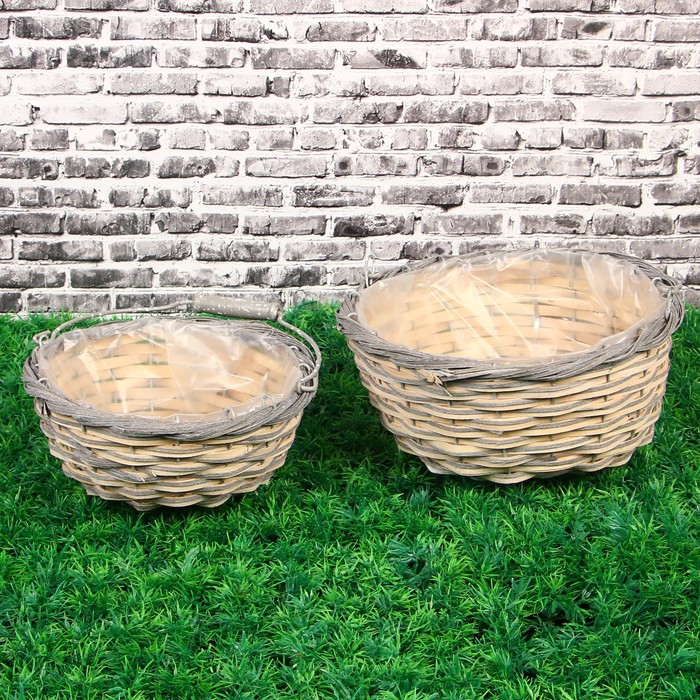 Набор кашпо «Цветы», 2 шт: 24х12 см, 20х10 см