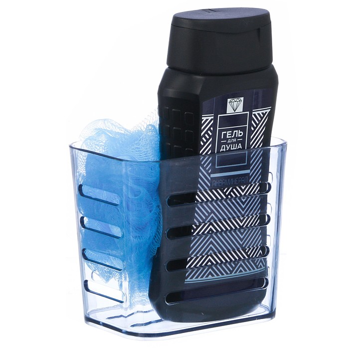 Подарочный набор "Настоящему мужчине": гель для душа, мочалка в пластиковой подставке