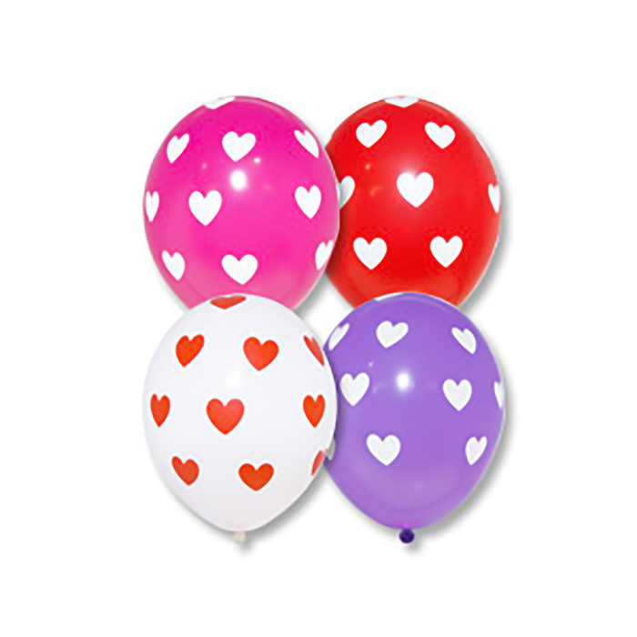 Шар латексный 14" "Сердца", пастель, 5 ст., набор 25 шт., МИКС