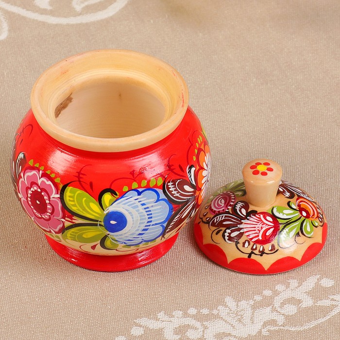 Солонка «Цветы», с крышкой, 8х11 см