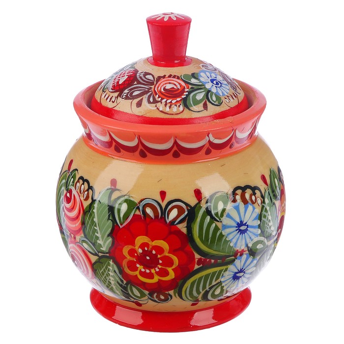 Солонка «Цветы», с крышкой, 8х11 см