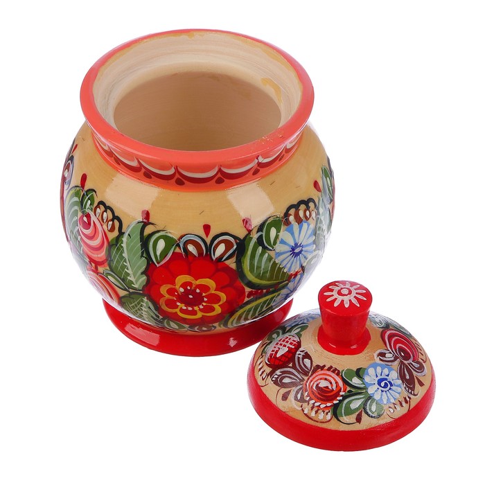 Солонка «Цветы», с крышкой, 8х11 см