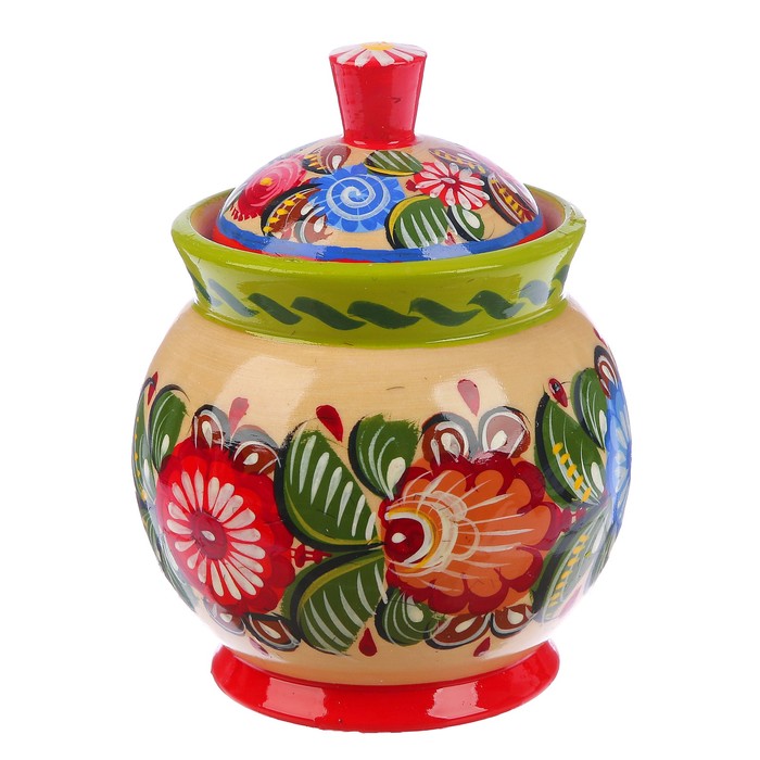 Солонка «Цветы», с крышкой, 8х11 см