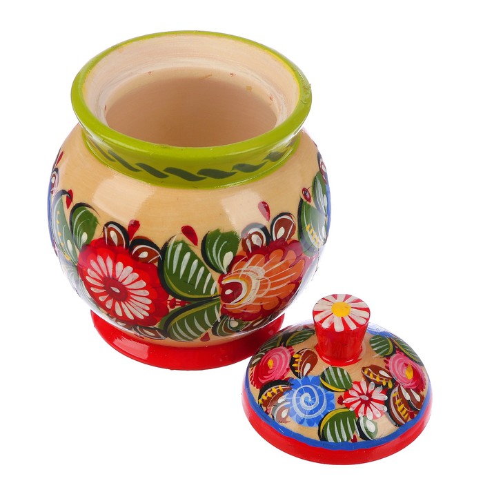 Солонка «Цветы», с крышкой, 8х11 см