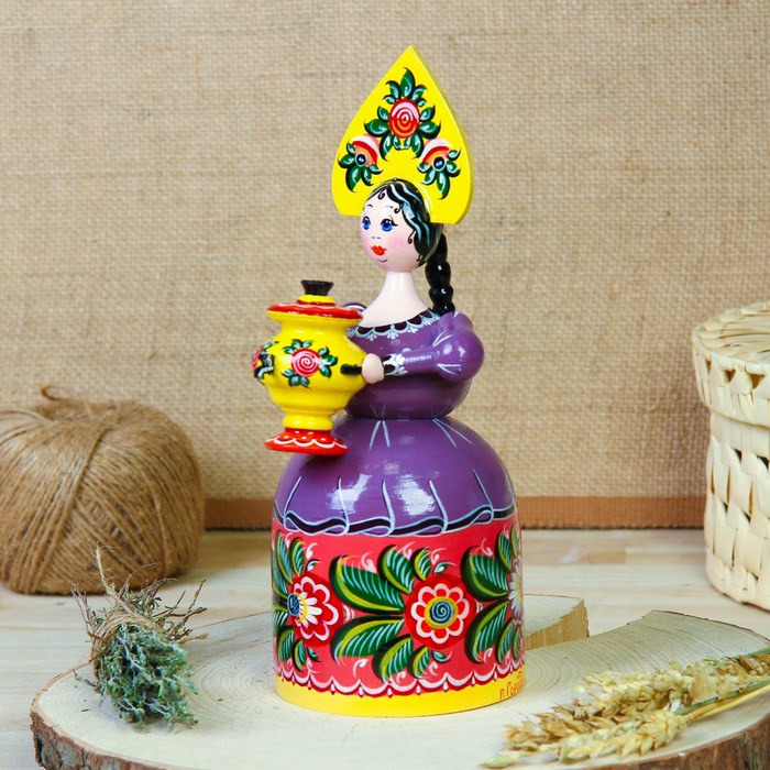 Сувенир «Кукла с самоваром», 9х24 см