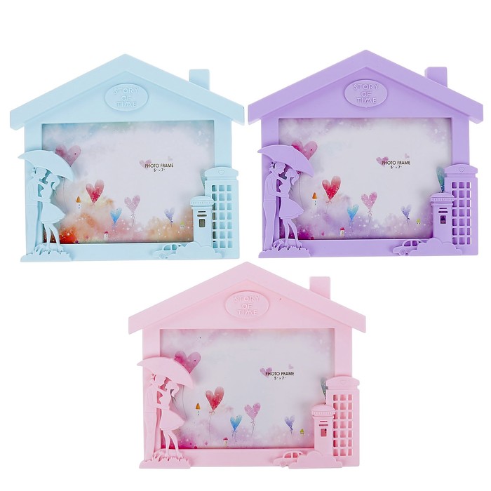 Фоторамка пластик 13х18 см "Влюблённые под зонтом" МИКС 20х23х2 см