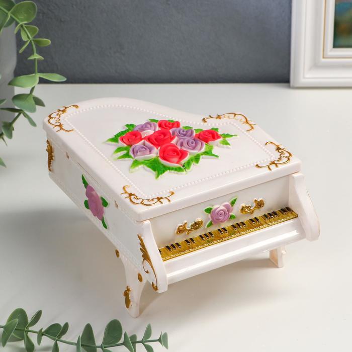 Шкатулка музыкальная механическая "Пианино с цветами" МИКС 9,5х17х12,5 см