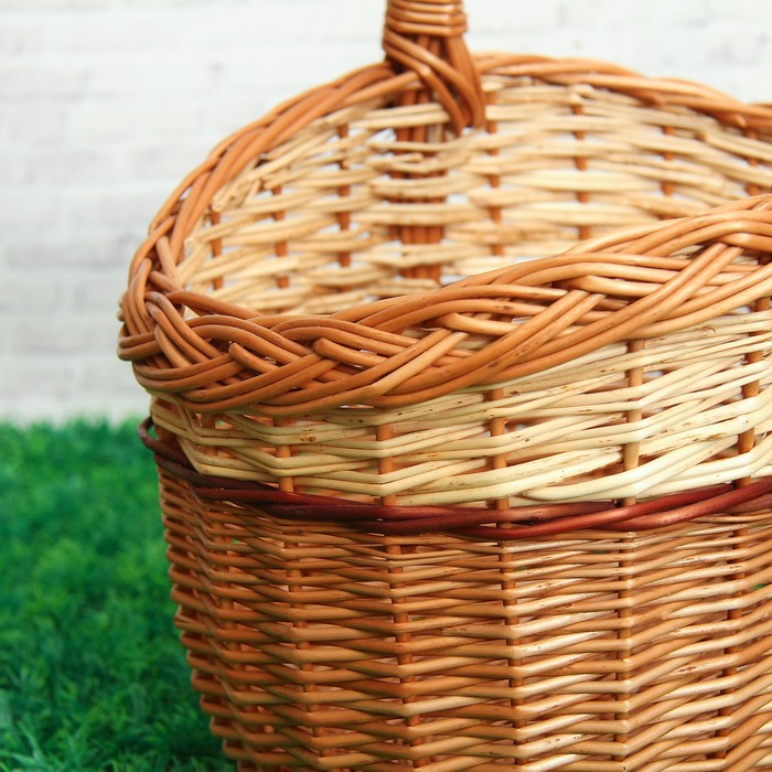 Корзина «Рельеф», 10 л, дно - 5х19, верх - 34х26, H= 19/23 см, с ручкой 37 см, ива
