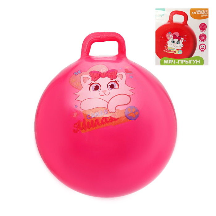 Мяч прыгун с ручкой "Самая милая" d=65 см, 600 гр, цвета микс