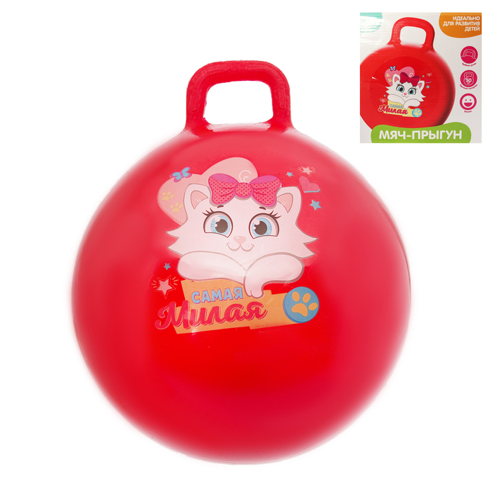 Мяч прыгун с ручкой "Самая милая" d=65 см, 600 гр, цвета микс