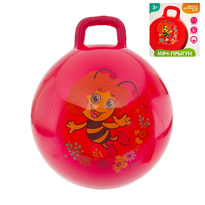 Мяч прыгун с ручкой "Пчелка Майя" d=45 см, 350 гр, цвета микс