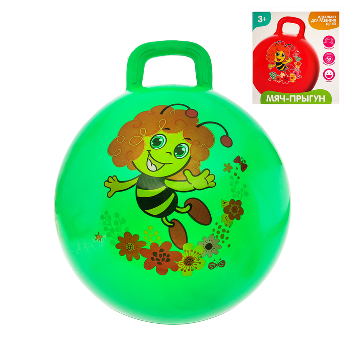 Мяч прыгун с ручкой "Пчелка Майя" d=45 см, 350 гр, цвета микс