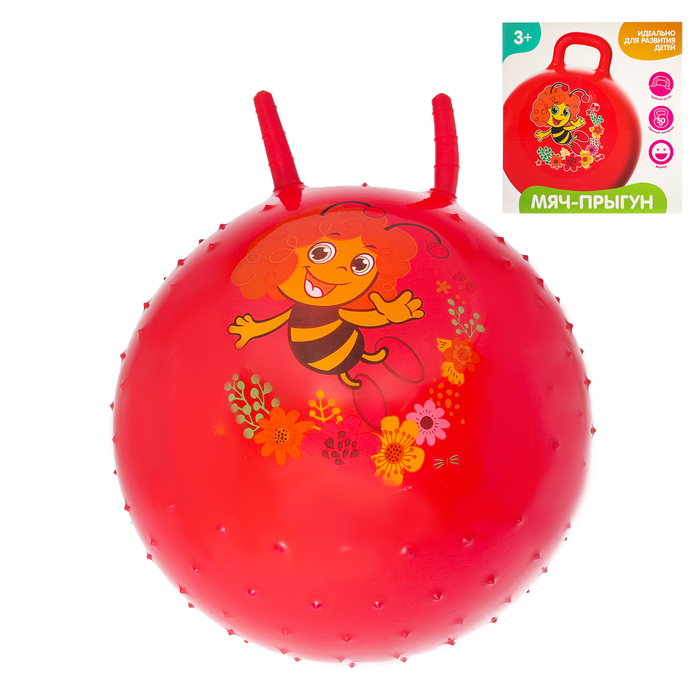 Мяч прыгун с рожками массажный "Пчелка Майя" d=45 см, 350 гр, цвета микс