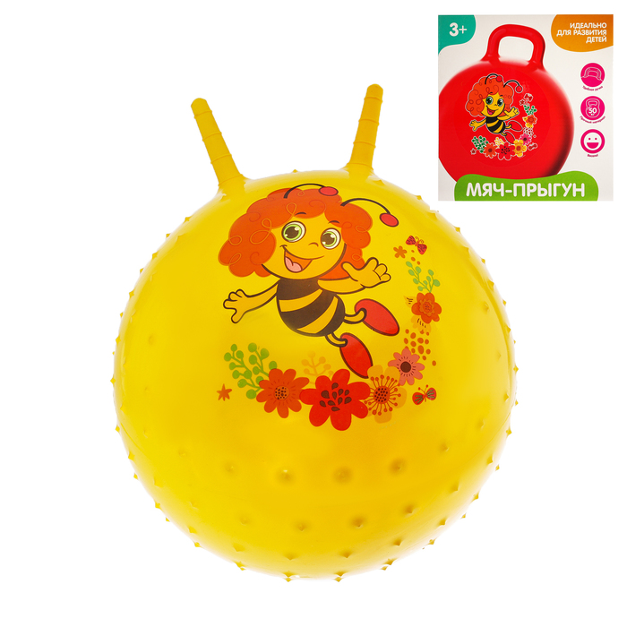 Мяч прыгун с рожками массажный "Пчелка Майя" d=45 см, 350 гр, цвета микс