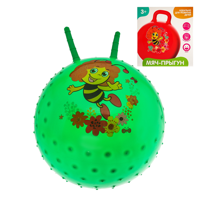Мяч прыгун с рожками массажный "Пчелка Майя" d=45 см, 350 гр, цвета микс