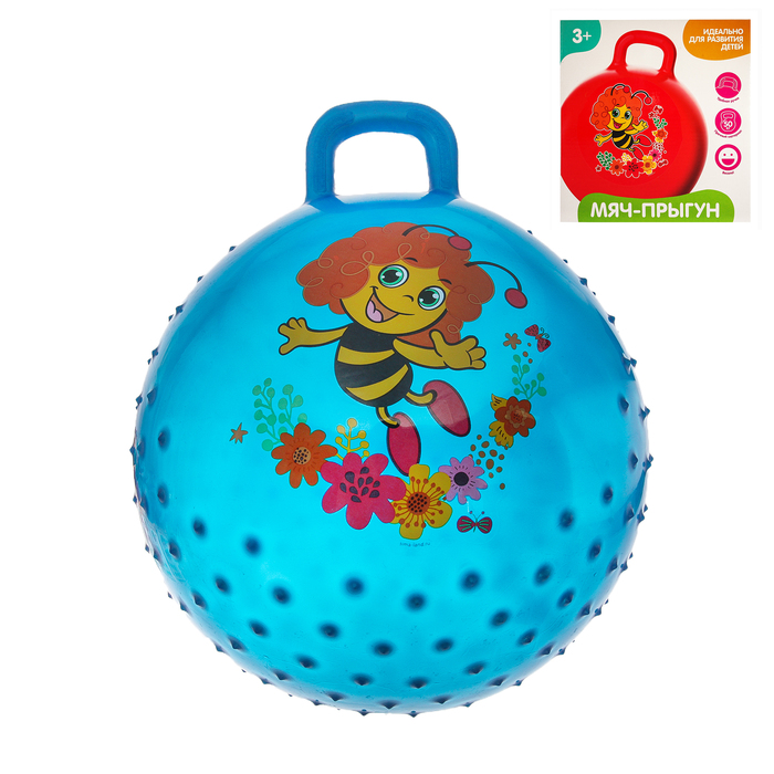 Мяч прыгун с ручкой массажный "Пчелка Майя" d=45 см, 350 гр, цвета микс