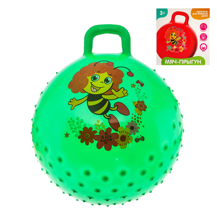Мяч прыгун с ручкой массажный "Пчелка Майя" d=45 см, 350 гр, цвета микс