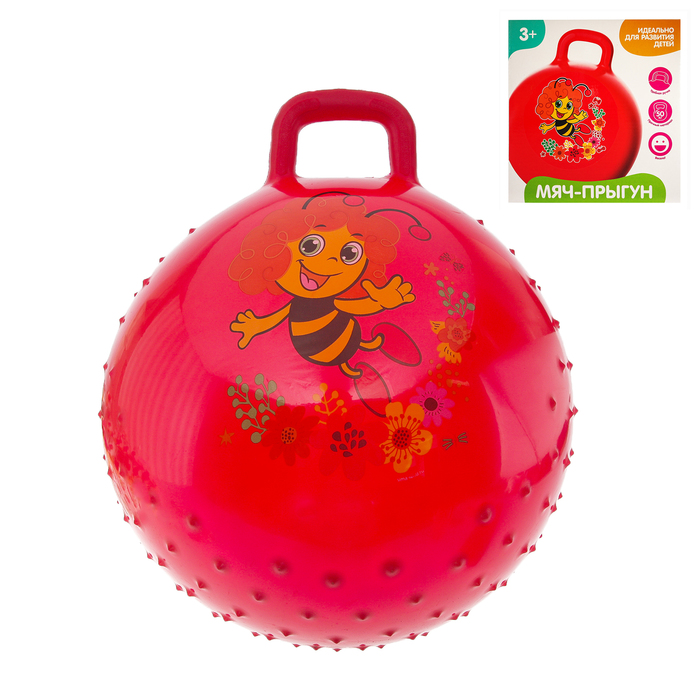Мяч прыгун с ручкой массажный "Пчелка Майя" d=45 см, 350 гр, цвета микс