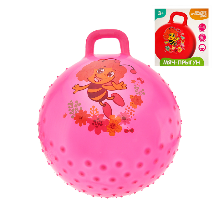 Мяч прыгун с ручкой массажный "Пчелка Майя" d=45 см, 350 гр, цвета микс