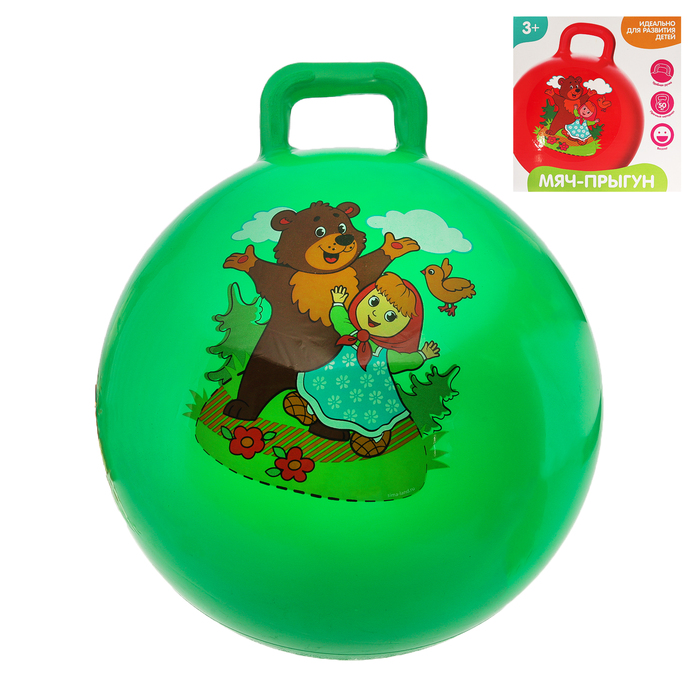 Мяч прыгун с ручкой "Миша и Маша" d=55 см, 420 гр, цвета микс