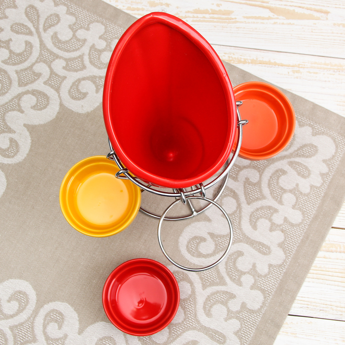 Набор сервировочный "Акцент", 4 предмета: емкость для картофеля фри, 3 соусника, цвет МИКС