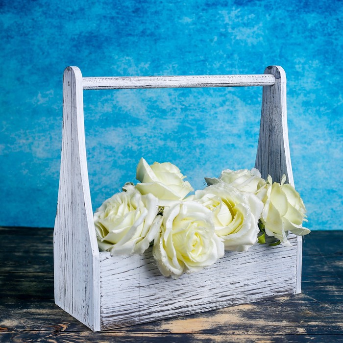 Ящик с деревянной ручкой, состаренный, 30х14х30см