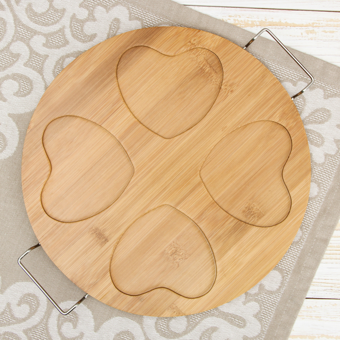 Набор салатников 120 мл "Эстет", 4 шт, на деревянной подставке