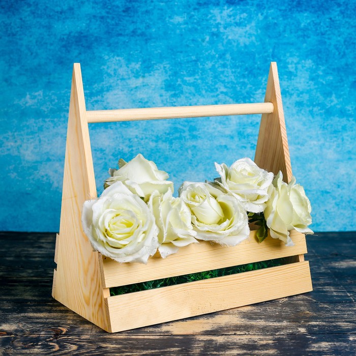 Ящик "Елка Лофт" с деревянной ручкой, 30х16х30см