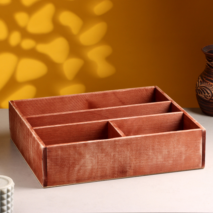 фото Ящик деревянный 30×34.5×10 см подарочный комодик, брашированный дарим красиво