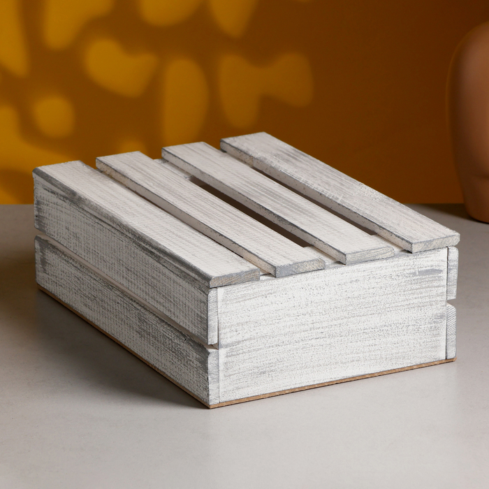 Ящик деревянный 30×20×10 см подарочный с реечной крышкой, состаренный