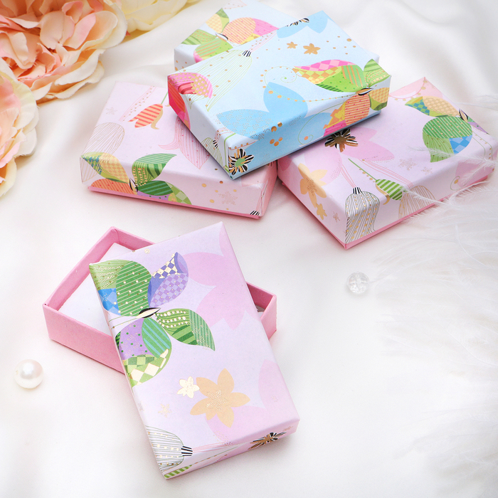 Коробочка подарочная под набор "Бабочка в тюльпанах", 5*8, цвет МИКС, вставка белая