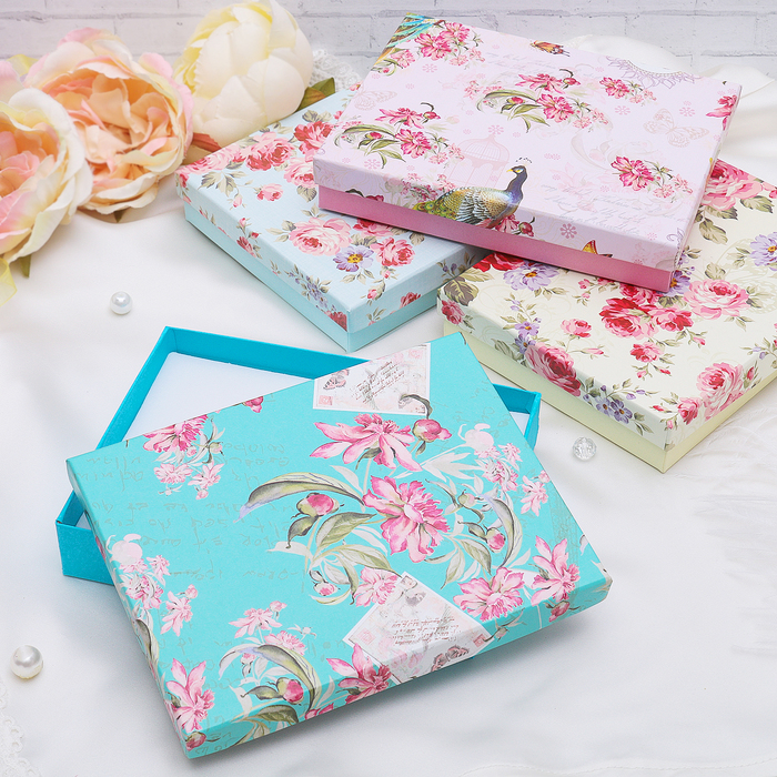 Коробочка подарочная под набор "Розы", 12*16, цвет МИКС, вставка белая